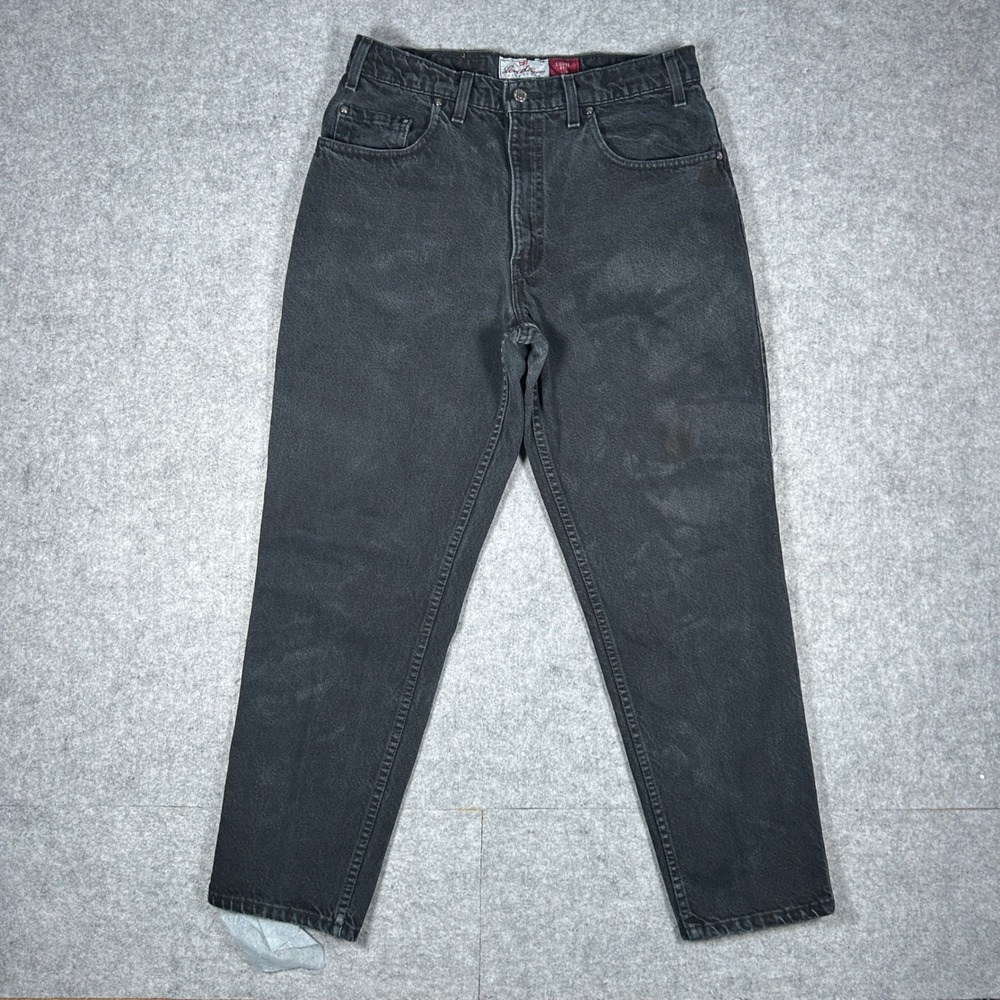 Levis 545 Strauss denim jeans mens 34x30 Black Loose Fit vintage 90s orange tab